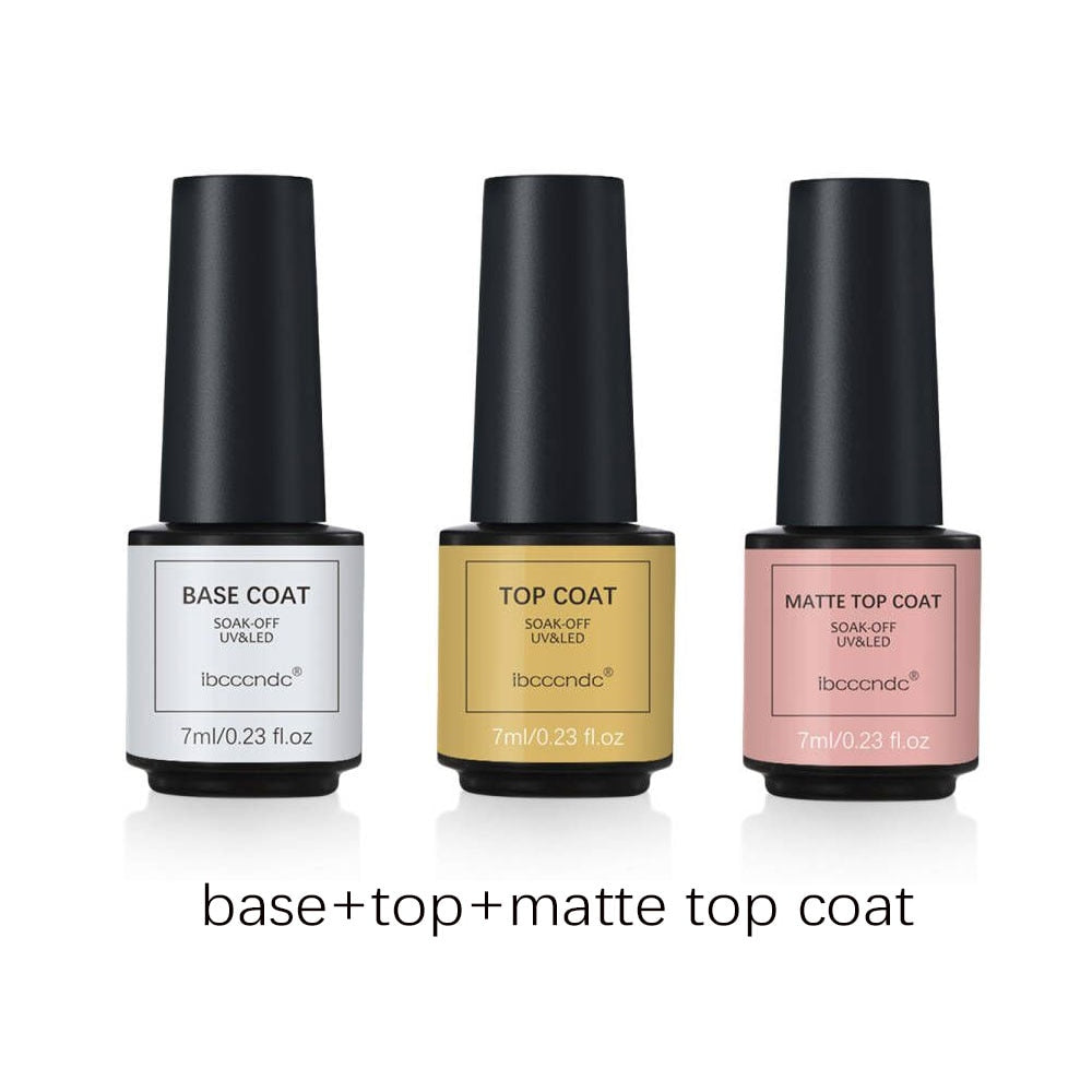 Base + top + matte top coat gel polish