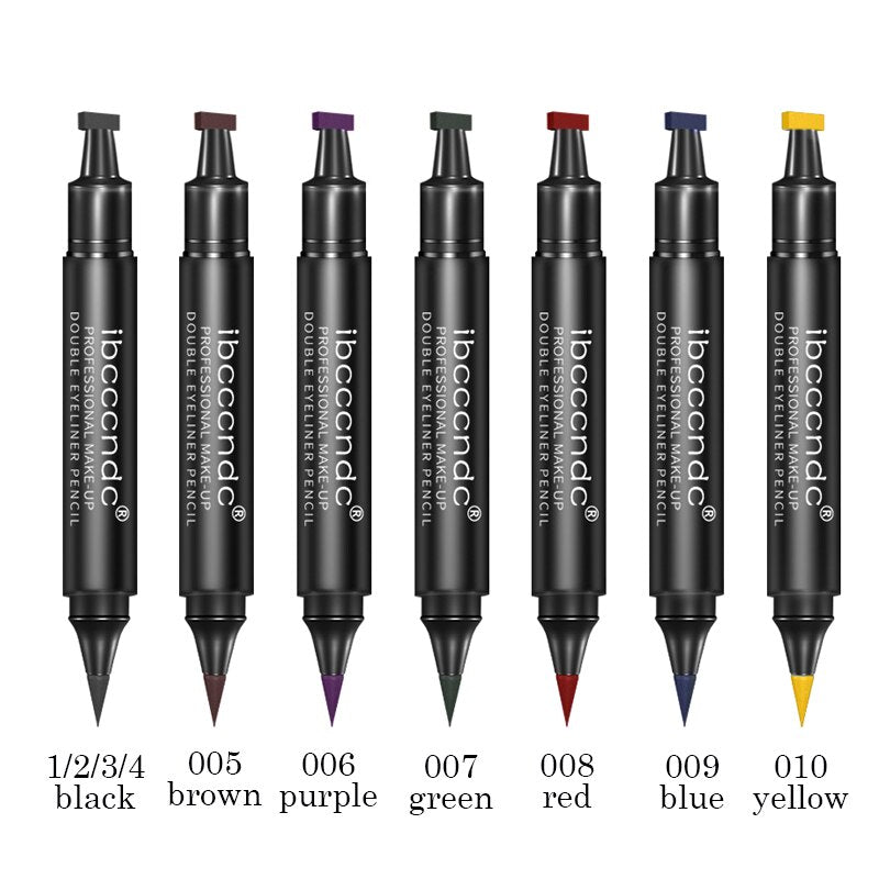 IBCCCNDCBrandMakeupBlackEyeLinerLiquidPencilQuickDryWaterproofBlackDouble-endedMakeupStampsWingEyelinerPencil