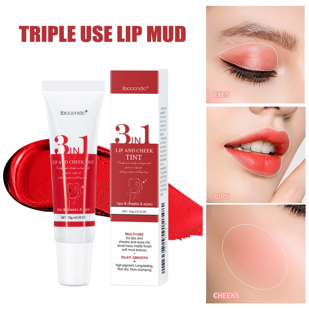 Barro de labios en mousse mate de triple uso para maquillaje de labios